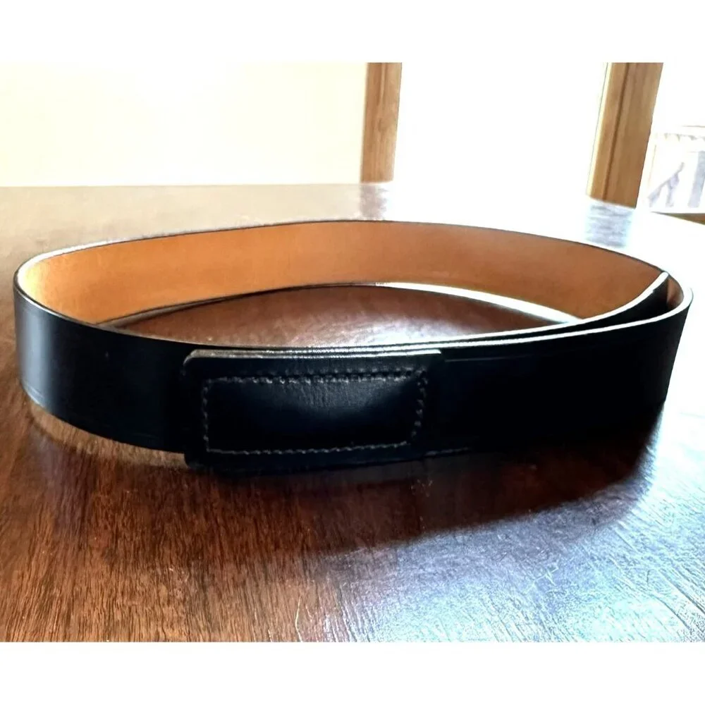 Vintage Unitog Black Leather Belt Size M/L 1.5